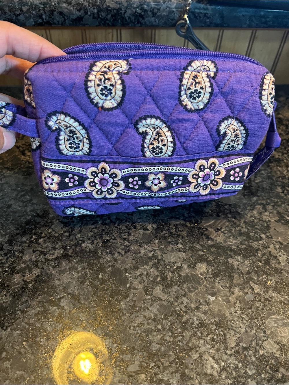 Vera Bradley Purple Quilted Paisley Cosmetic Wristlet